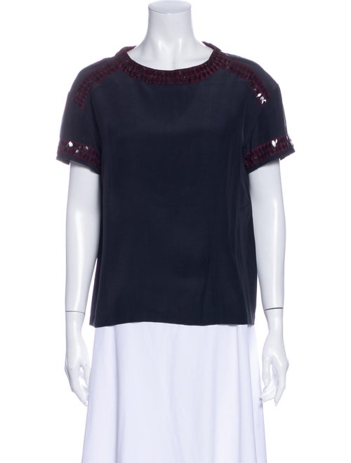 Dries Van Noten Silk Scoop Neck T-Shirt Grey