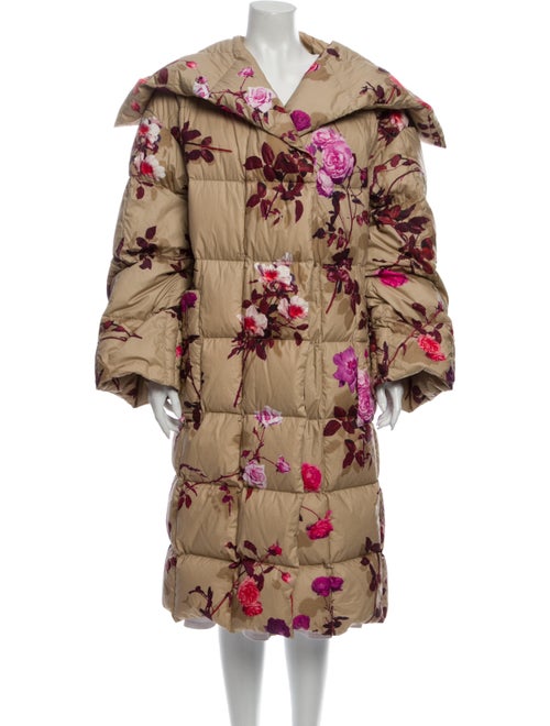 Dries Van Noten Floral Print Down Coat Pink
