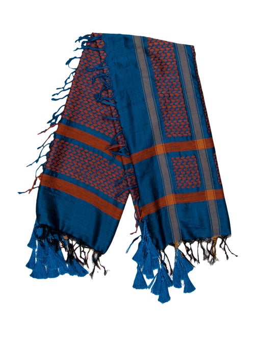 Dries Van Noten Patterned Silk Scarf blue