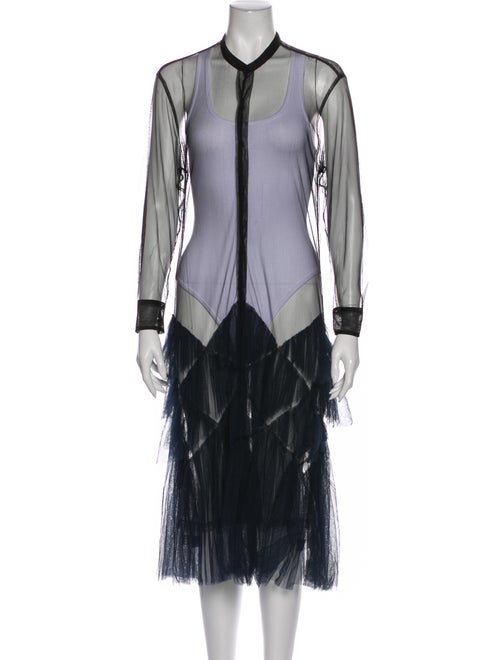 Dries Van Noten Crew Neck Midi Length Dress Black
