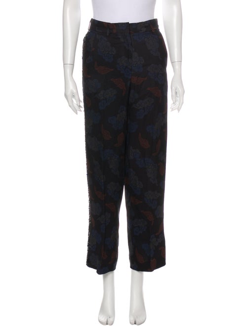 Dries Van Noten Printed Straight Leg Pants Blue
