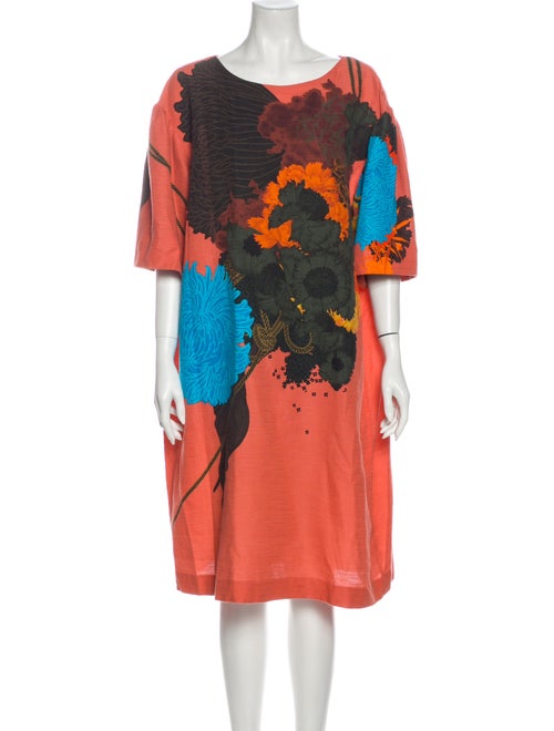 Dries Van Noten Printed Knee-Length Dress Pink