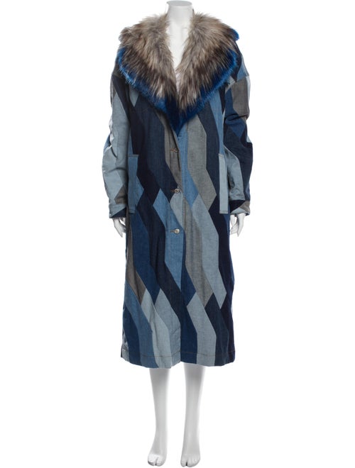 Dries Van Noten Printed Coat Blue