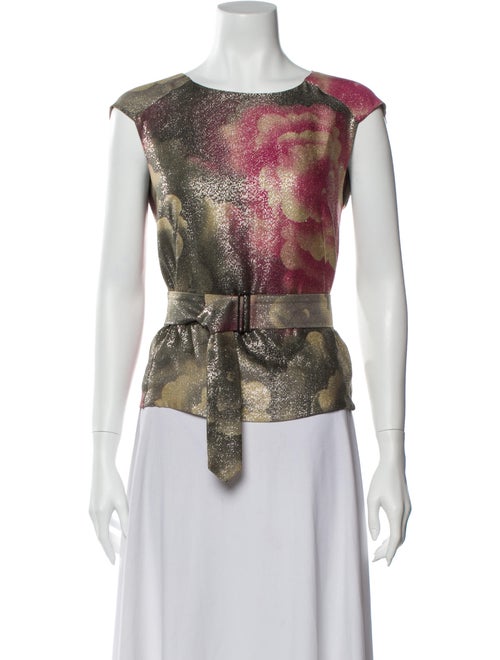 Dries Van Noten Silk Printed Top Grey
