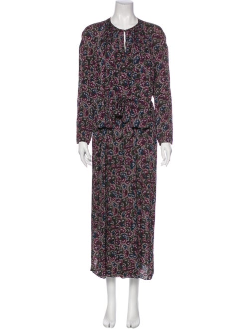 Dries Van Noten Silk Long Dress Blue