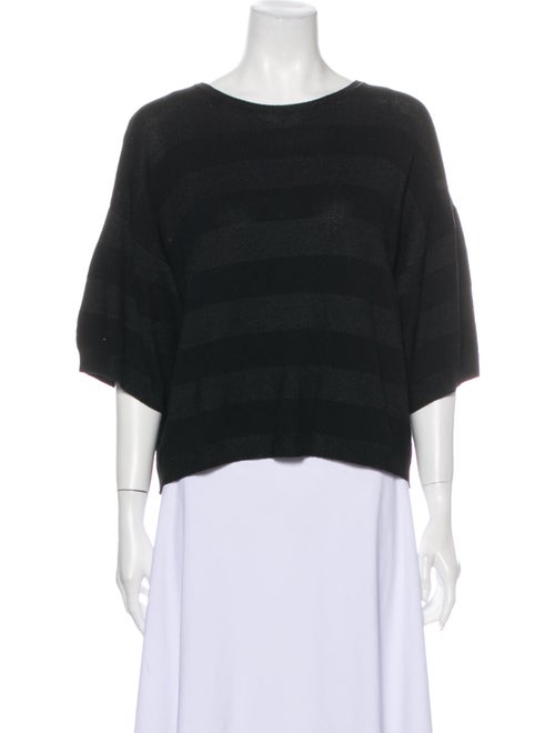 Dries Van Noten Striped Scoop Neck Crop Top Black
