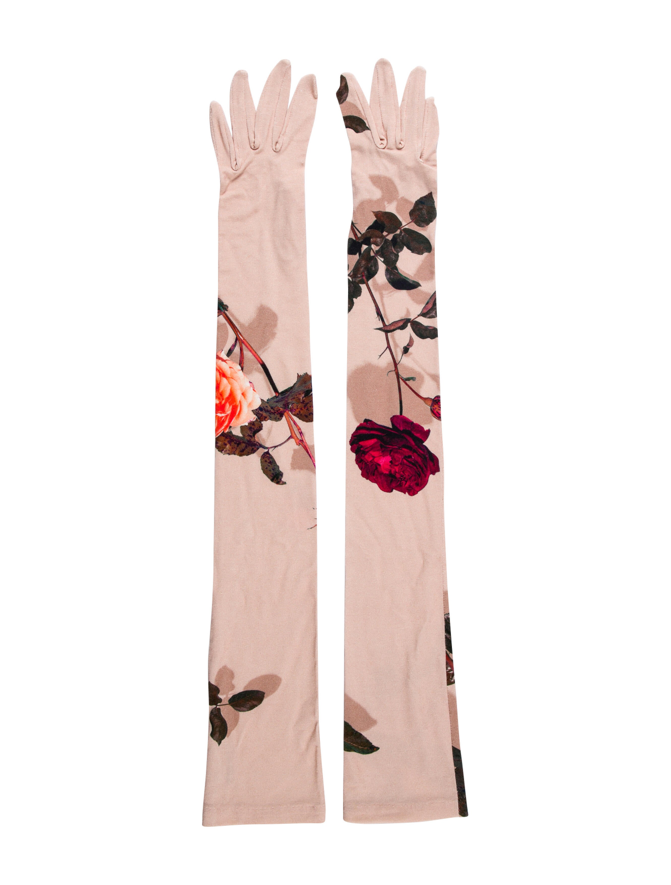 Dries Van Noten Floral Long Gloves - Neutrals Winter Accessories