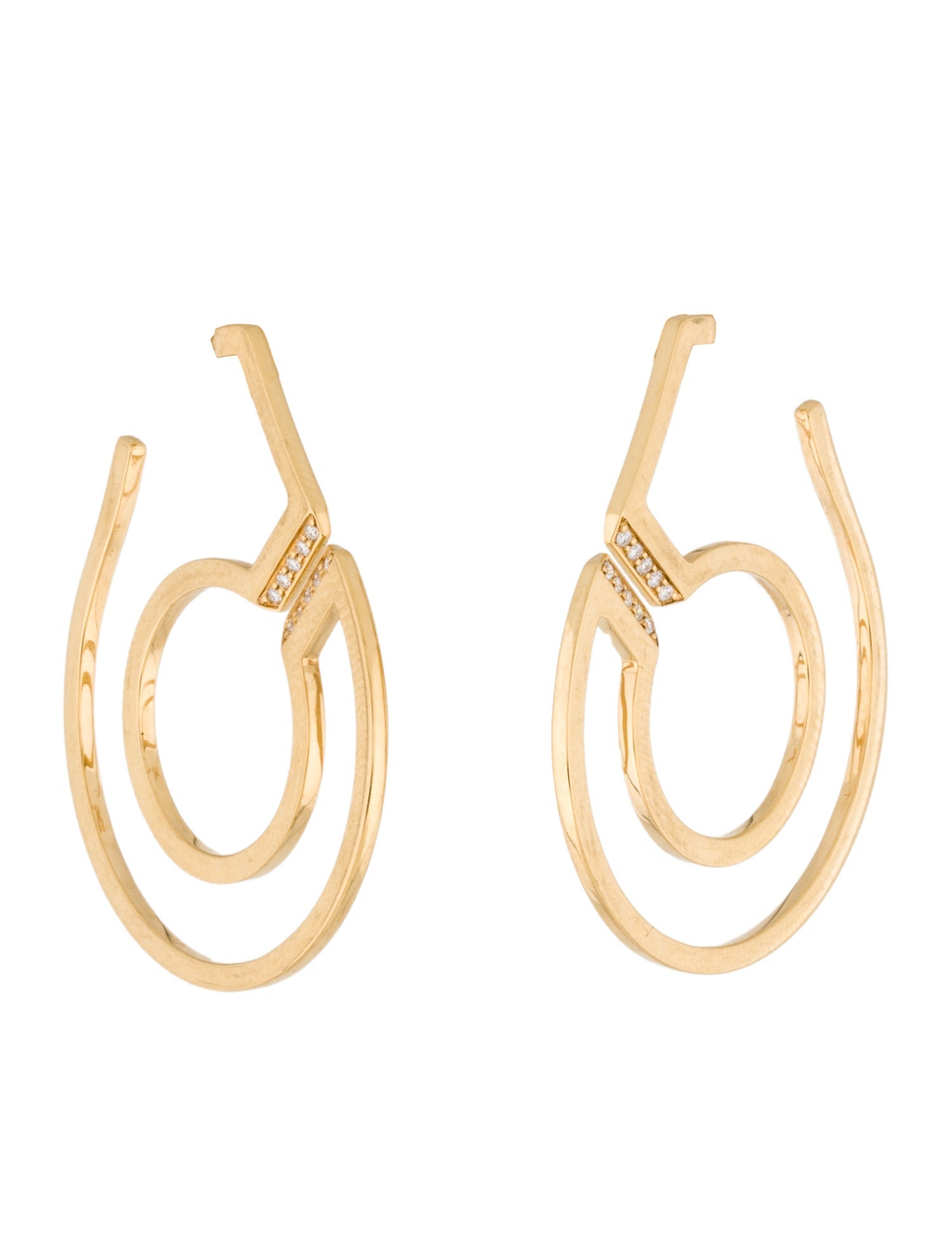 Dinh Van 18K Diamond Menottes R27 Handcuff Earrings