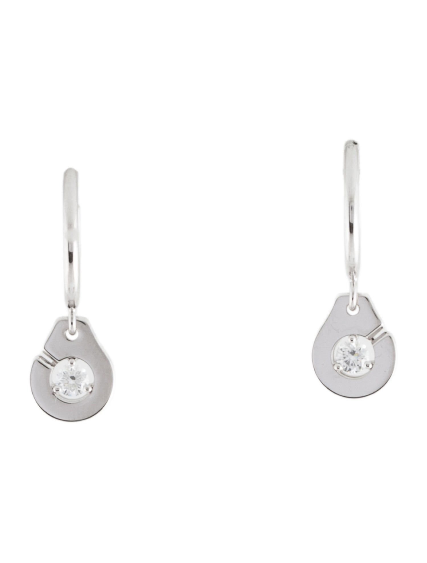 Dinh Van 18K Diamond Menottes R8 Hoop Drop Earrings