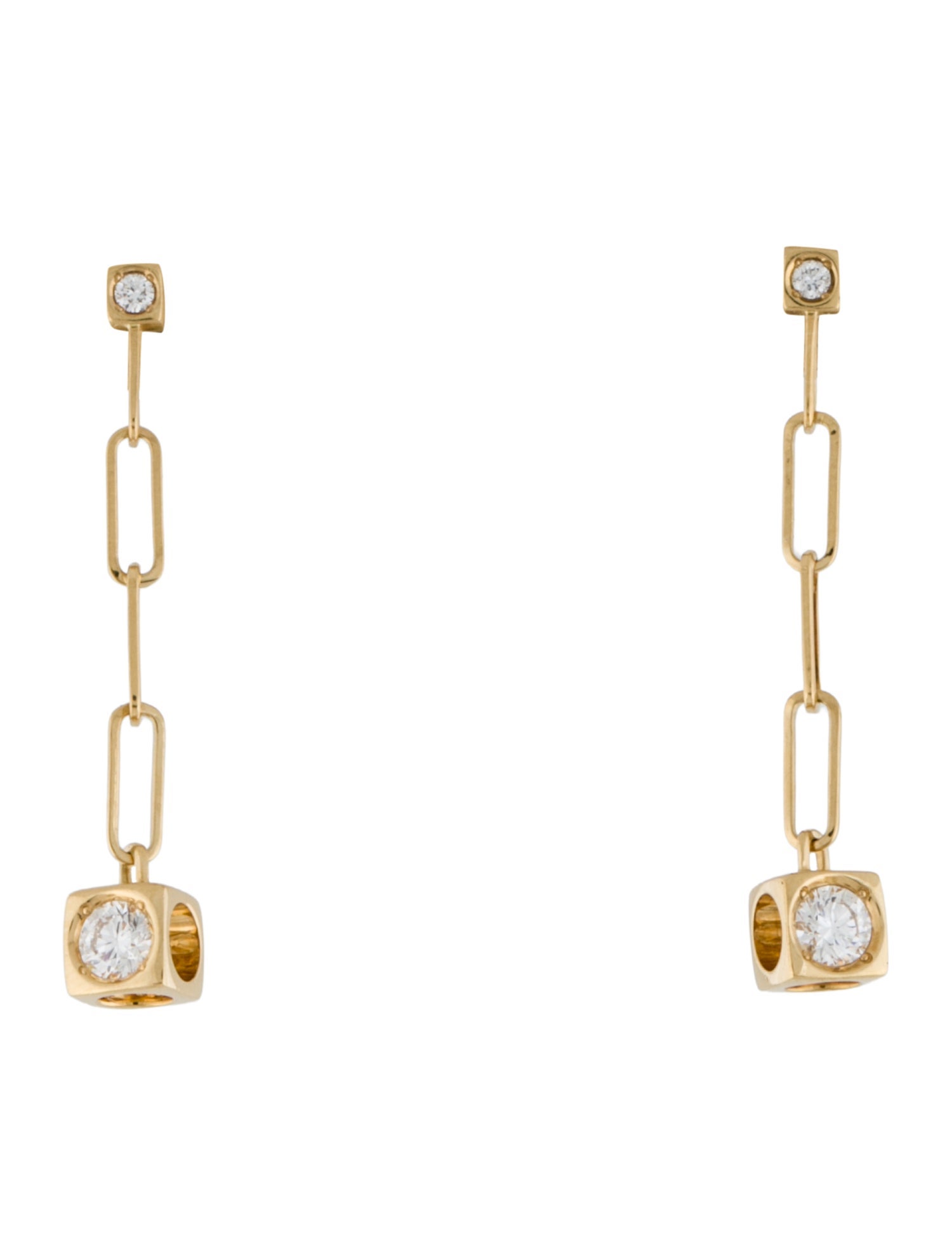 Dinh Van 18K Diamond Le Cube Diamant Earrings