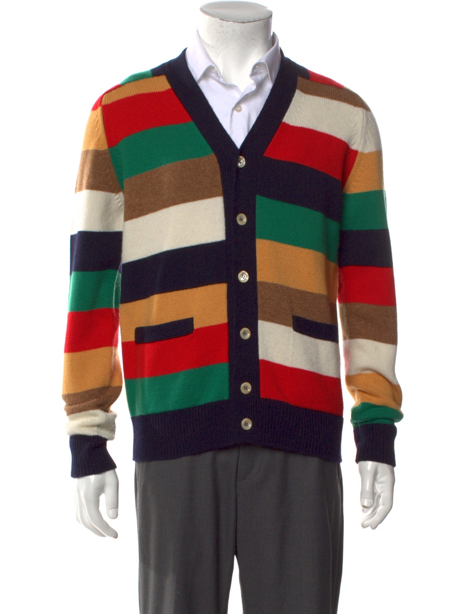 Drake's Merino Wool Striped Cardigan