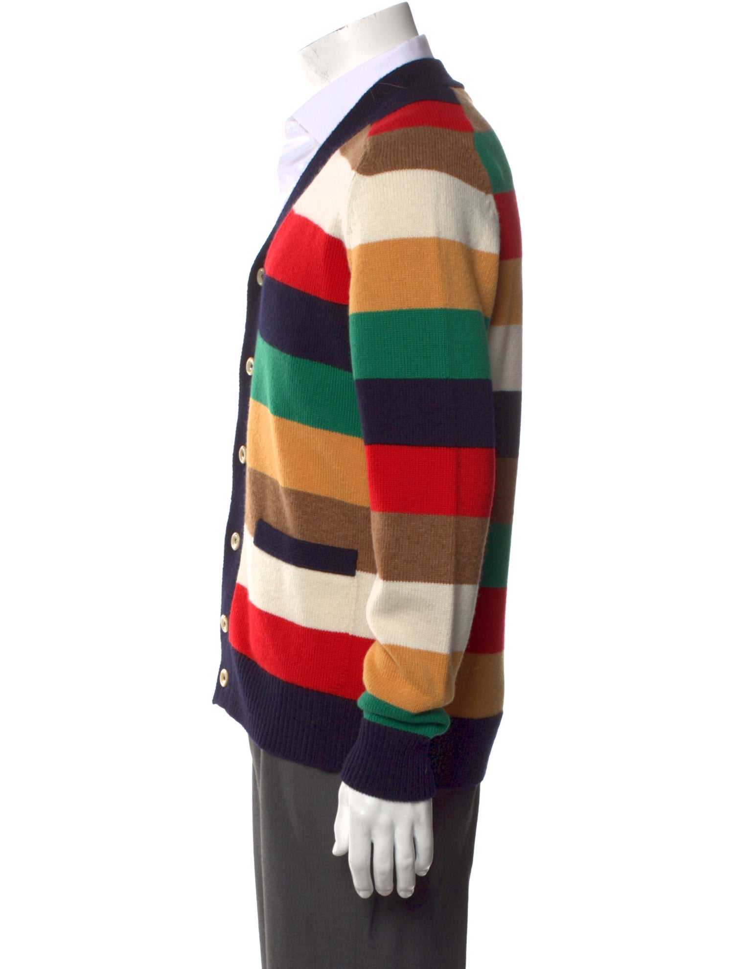 Drake's Merino Wool Striped Cardigan