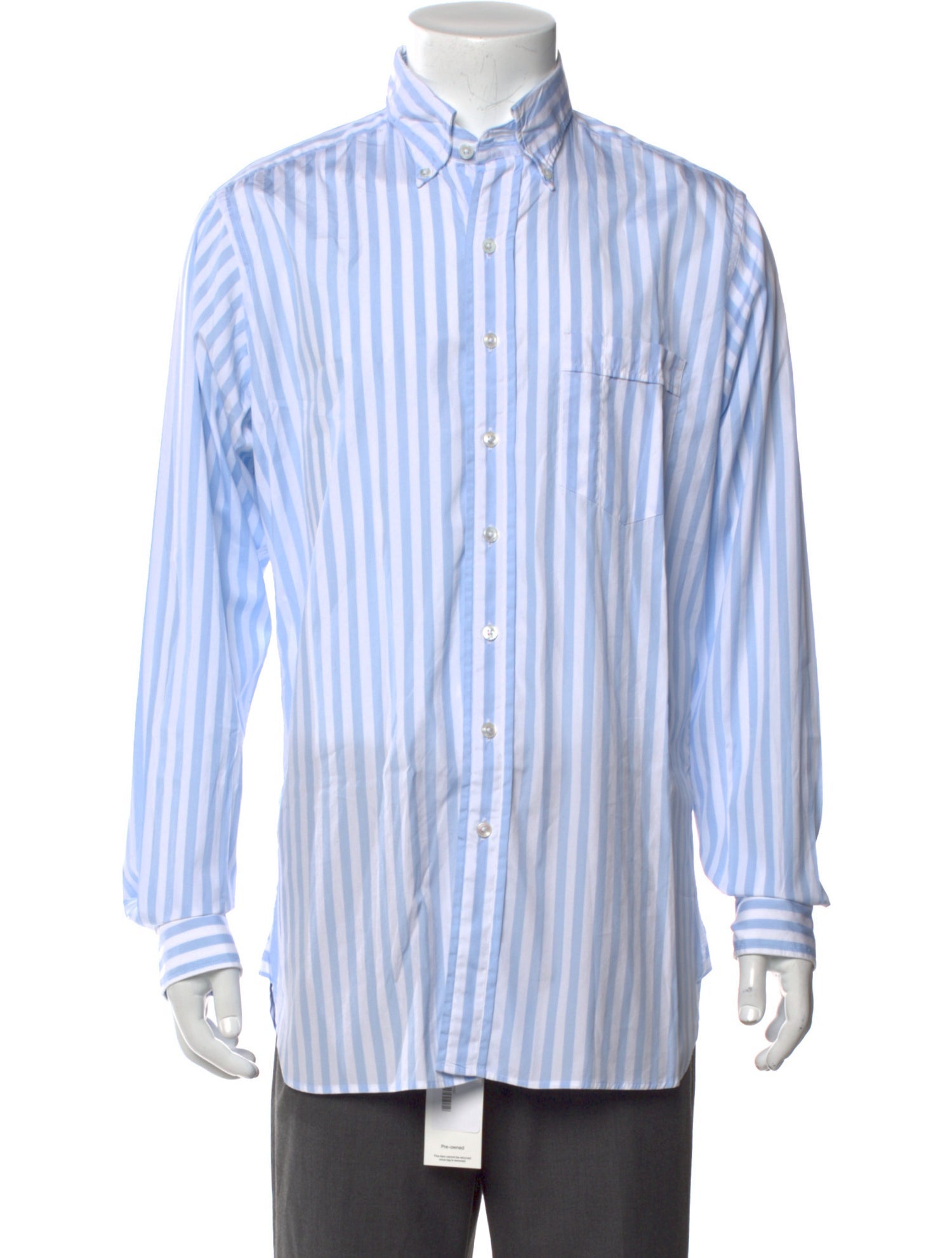 Drake's Striped Long Sleeve Dress Shirt