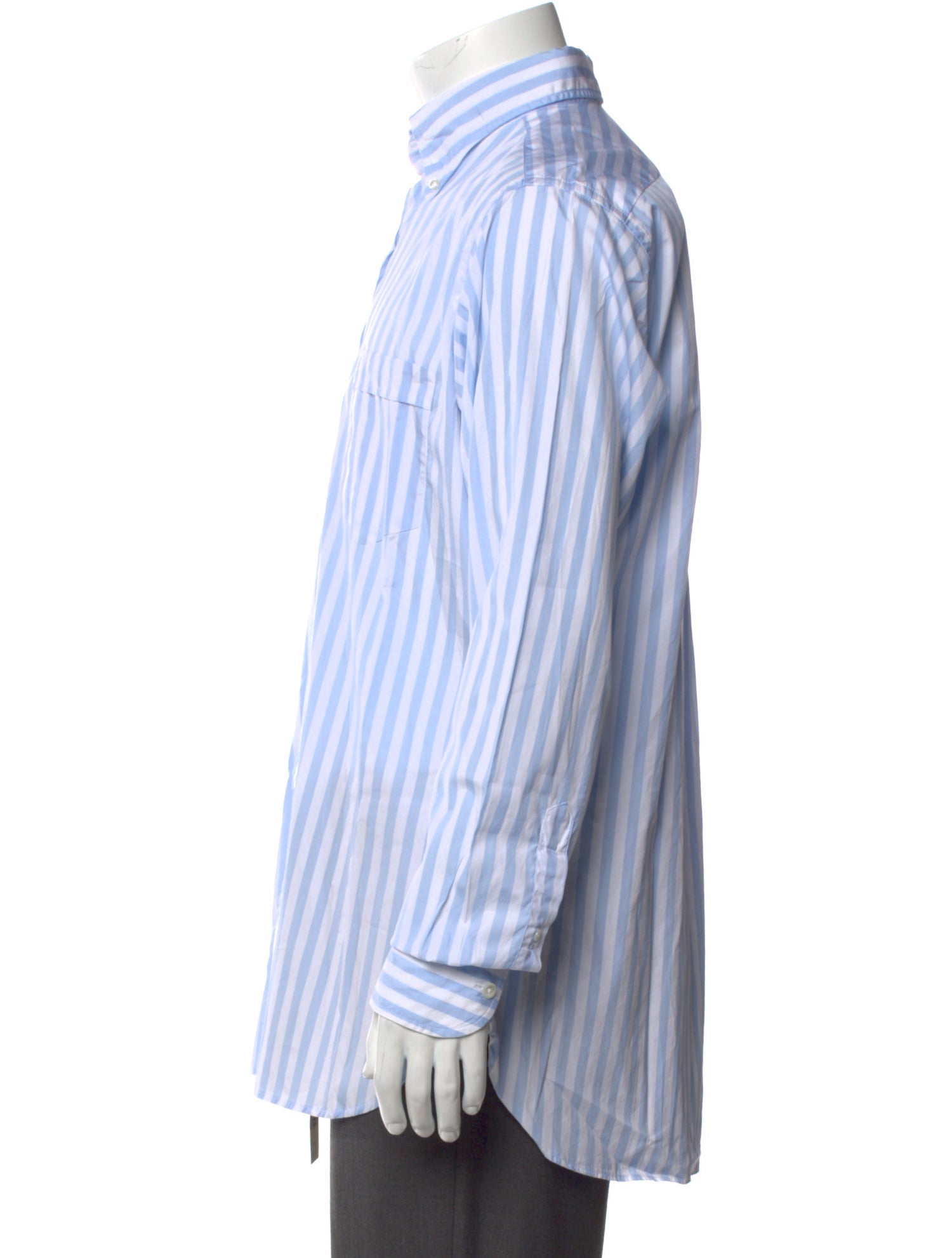 Drake's Striped Long Sleeve Dress Shirt