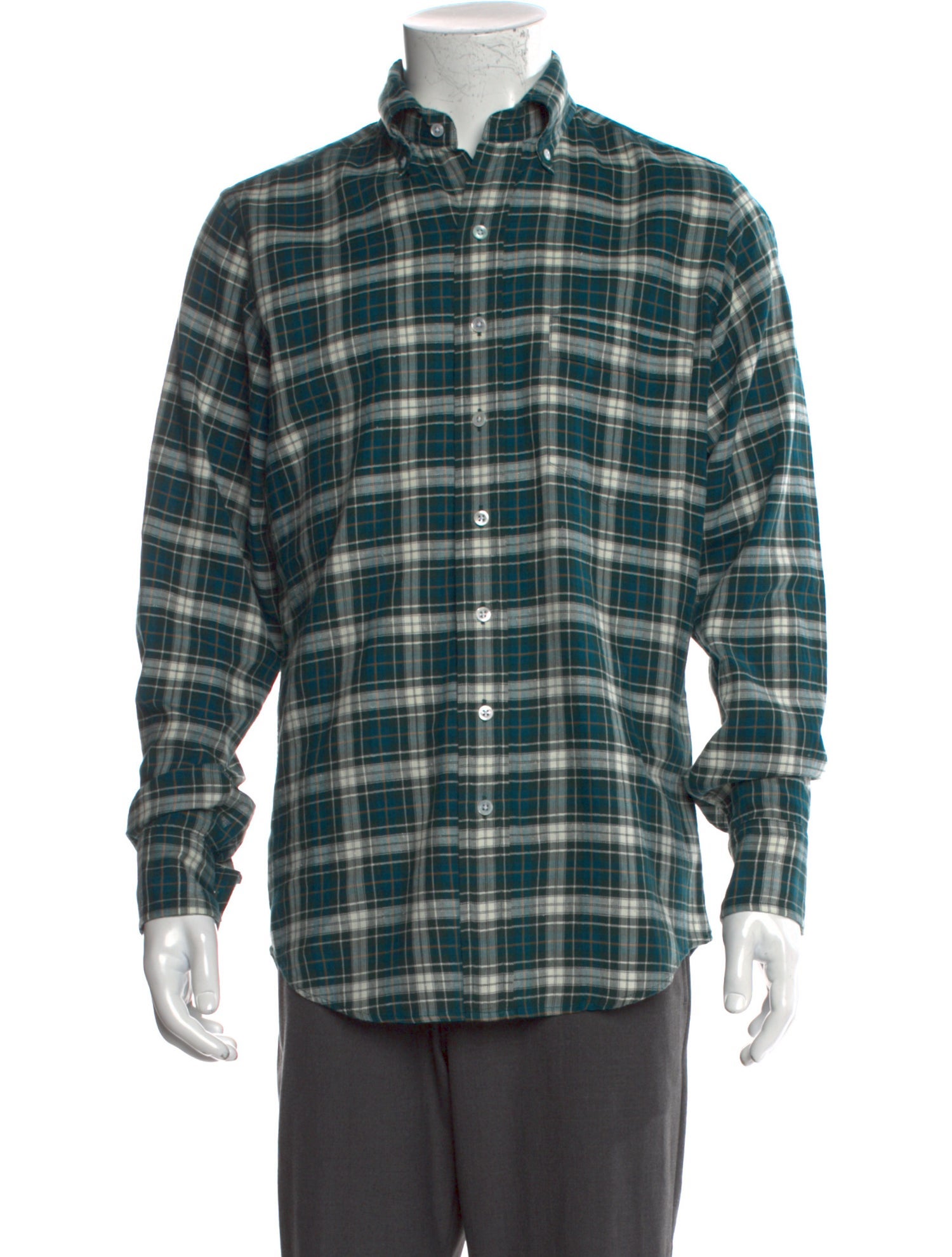 Drake's Plaid Print Long Sleeve Shirt