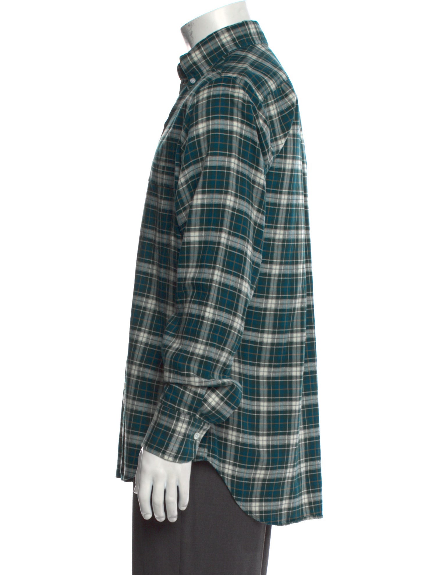 Drake's Plaid Print Long Sleeve Shirt