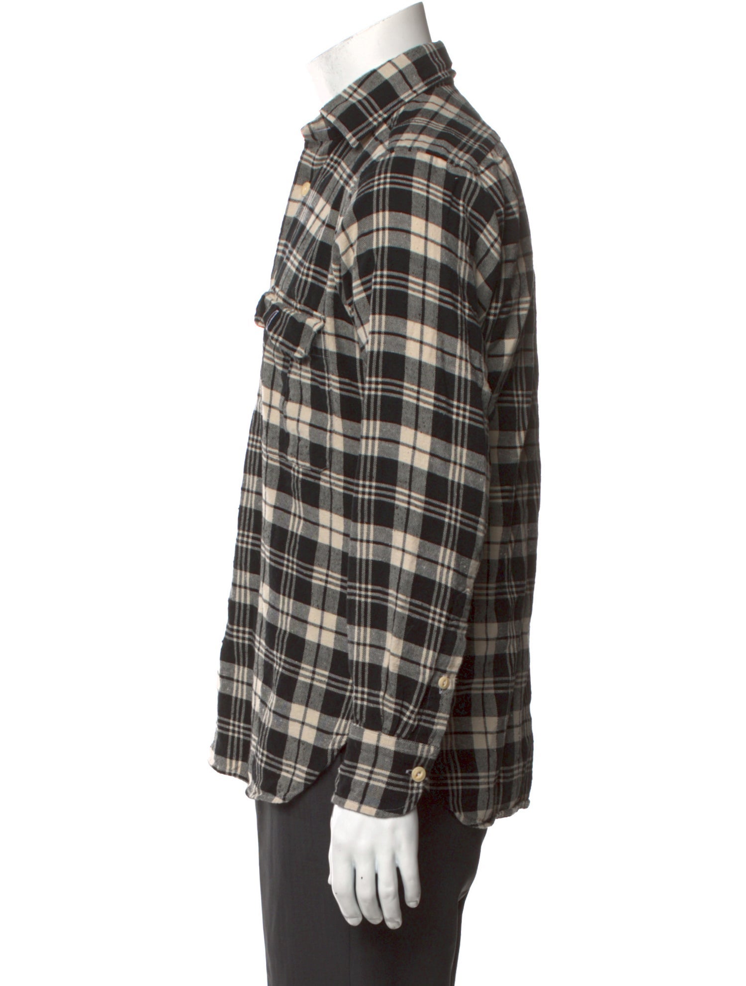 Drake's Plaid Print Long Sleeve Shirt