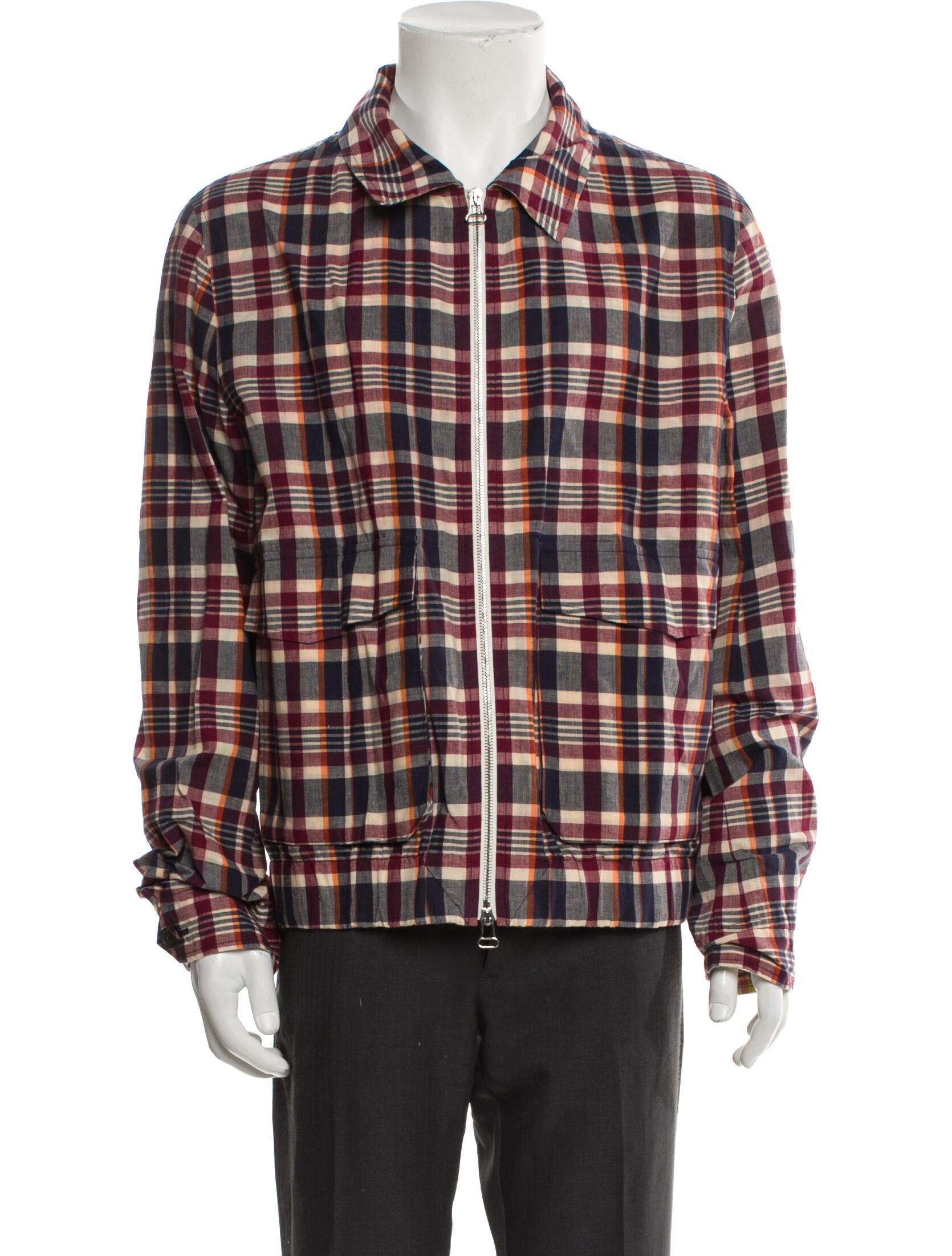 Drake's Plaid Print Trucker Jacket