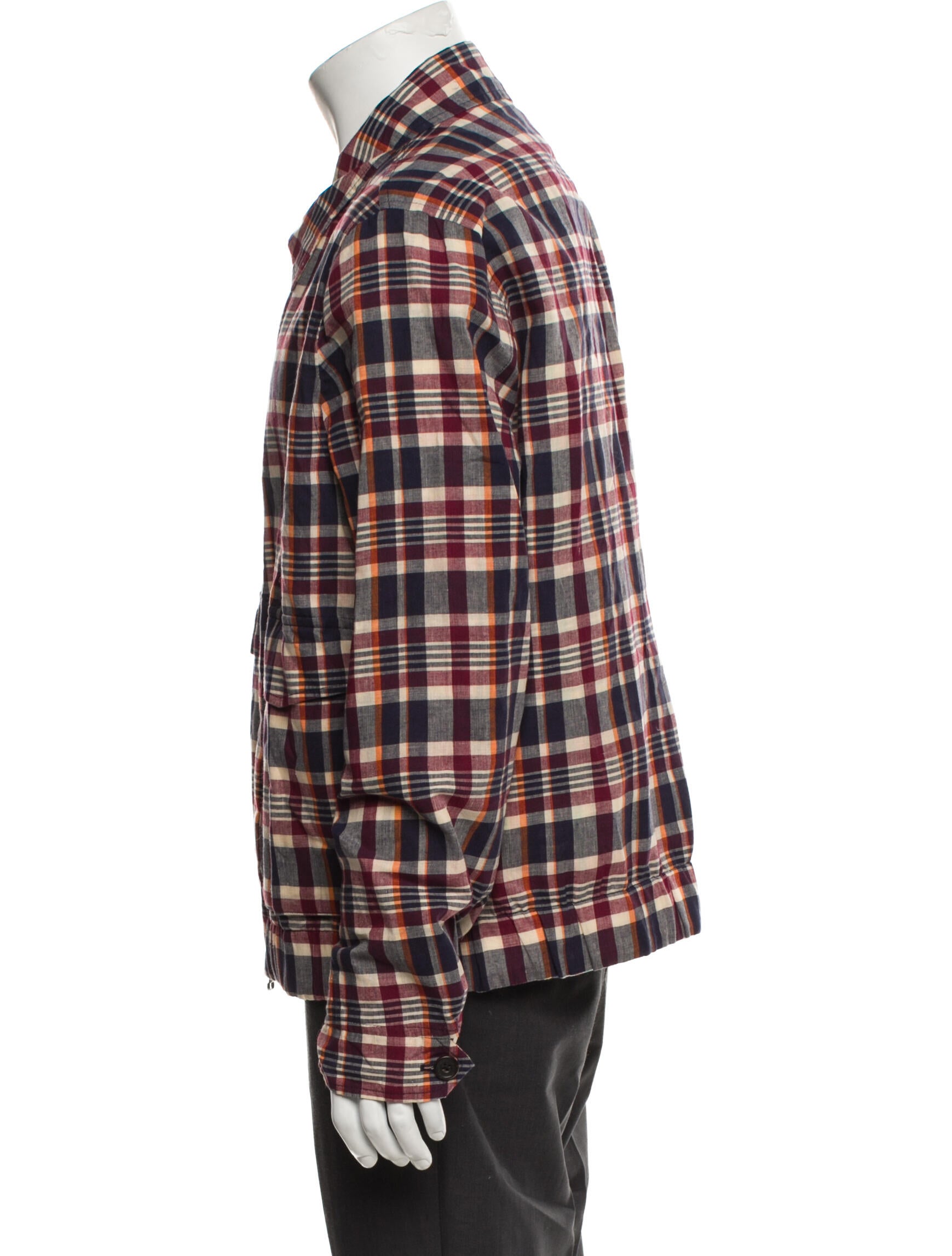 Drake's Plaid Print Trucker Jacket