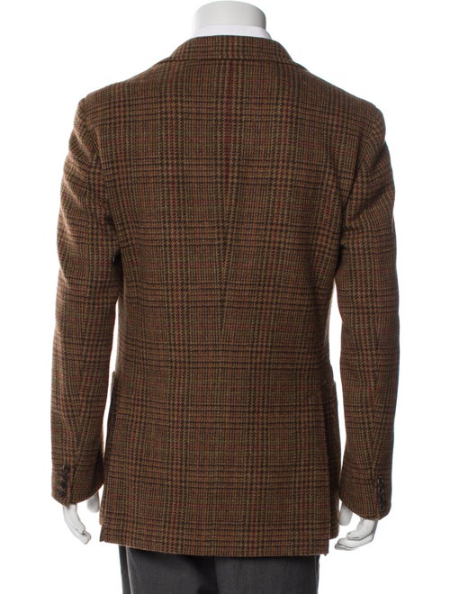 Drake's Wool Plaid Print Blazer
