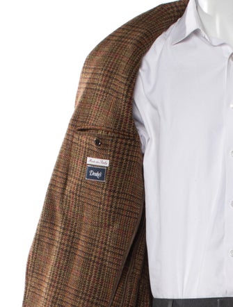 Drake's Wool Plaid Print Blazer