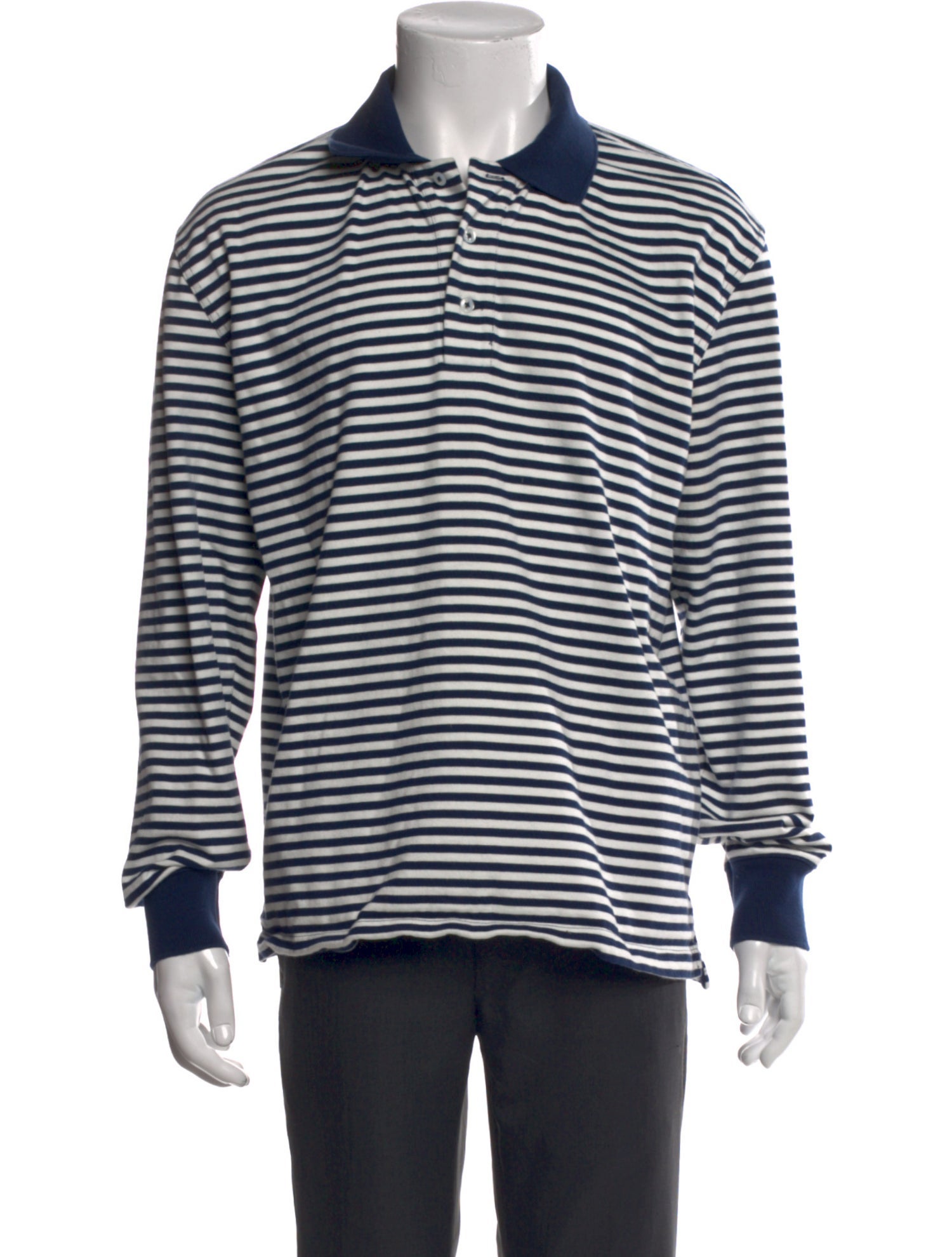 Drake's Striped Collar Polo Shirt