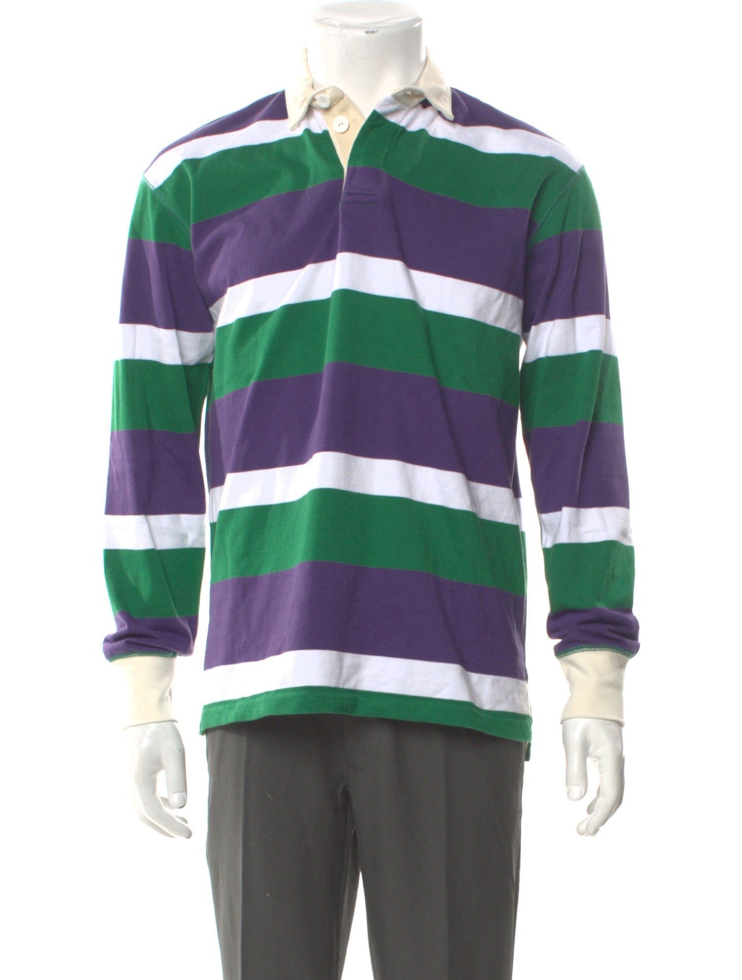 Drake's Striped V-Neck Polo Shirt