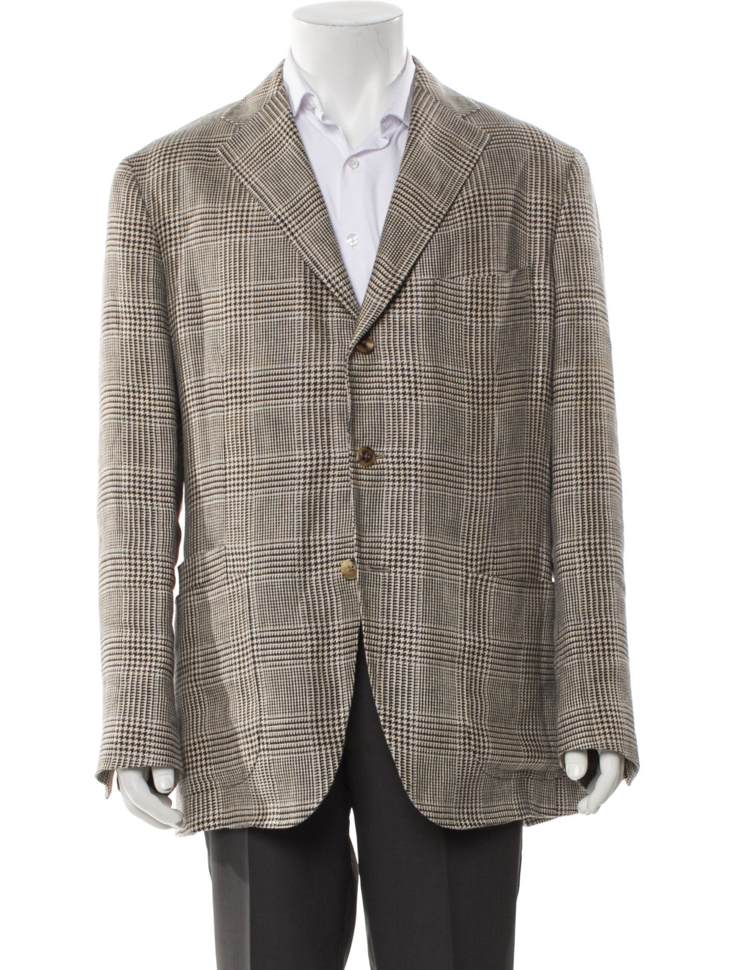 Drake's Linen Houndstooth Print Peacoat