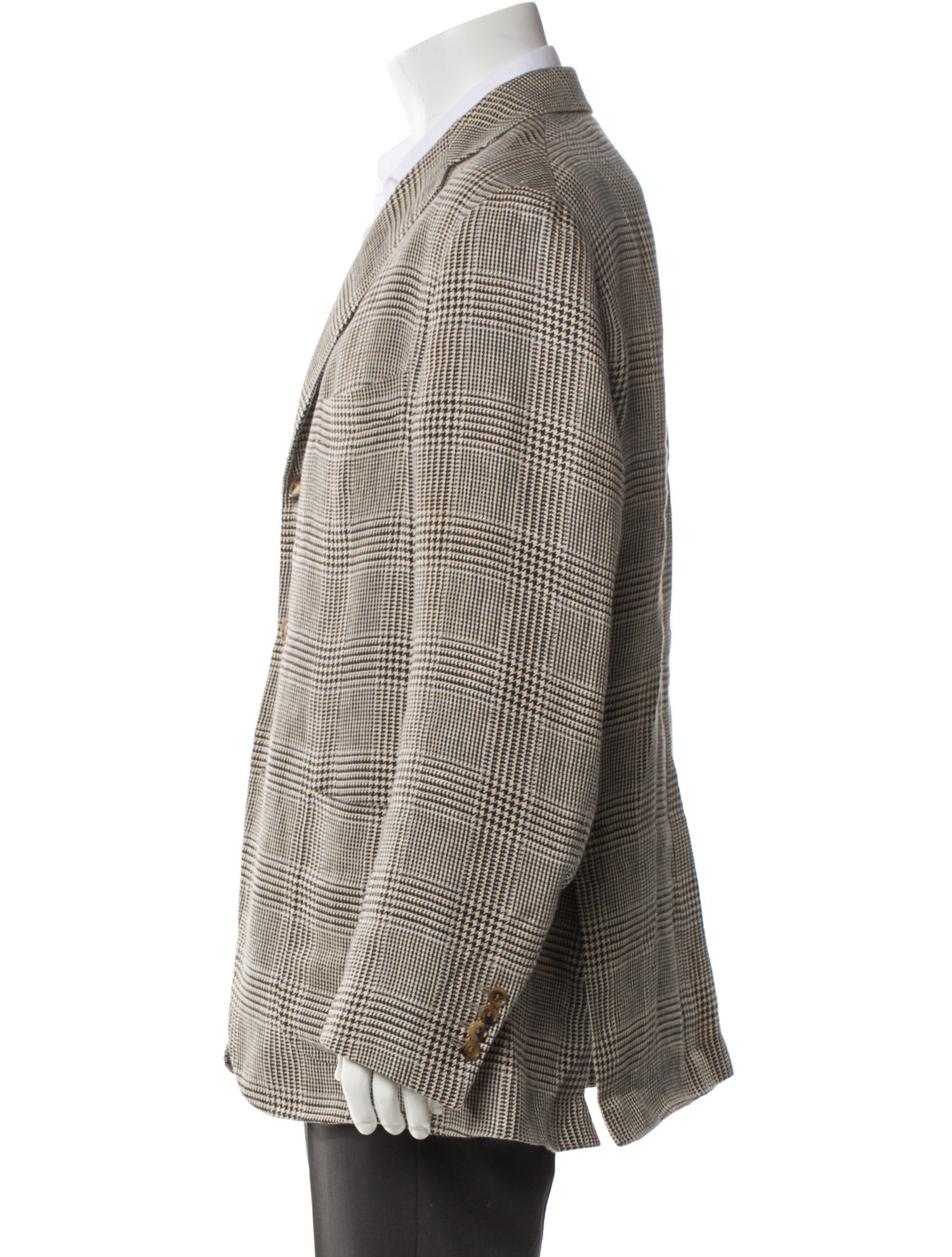 Drake's Linen Houndstooth Print Peacoat