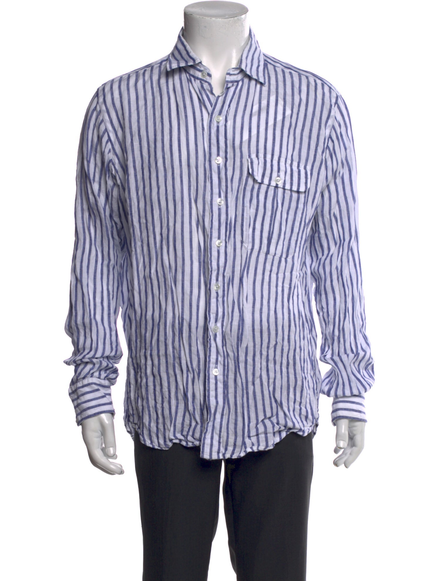 Drake's Linen Striped Dress Shirt