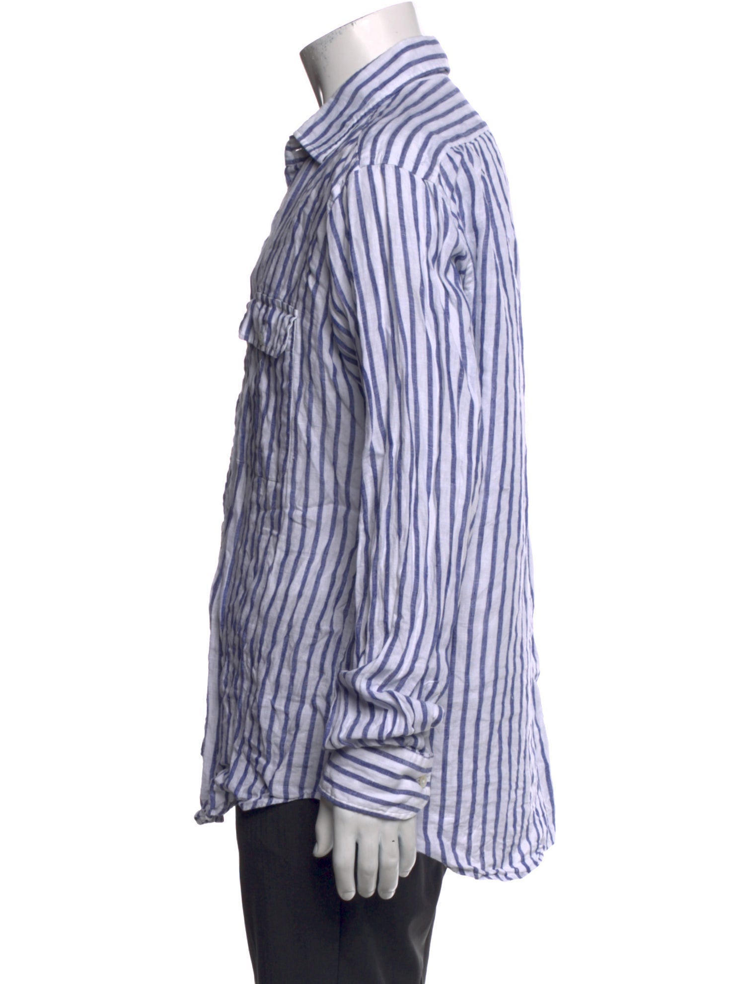 Drake's Linen Striped Dress Shirt