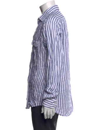 Drake's Linen Striped Dress Shirt