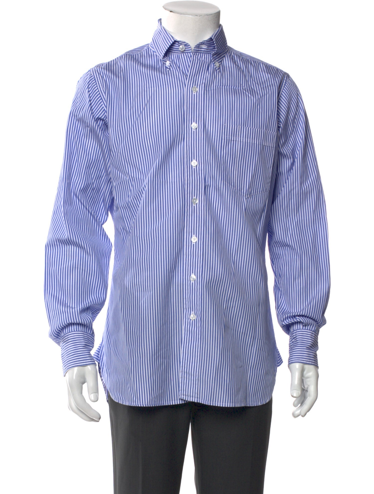 Drake's Striped Long Sleeve Dress Shirt