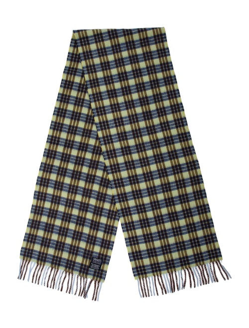 Drake's Lambswool Plaid Print Scarf