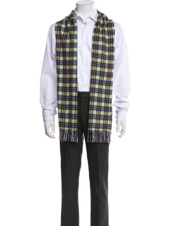 Drake's Lambswool Plaid Print Scarf