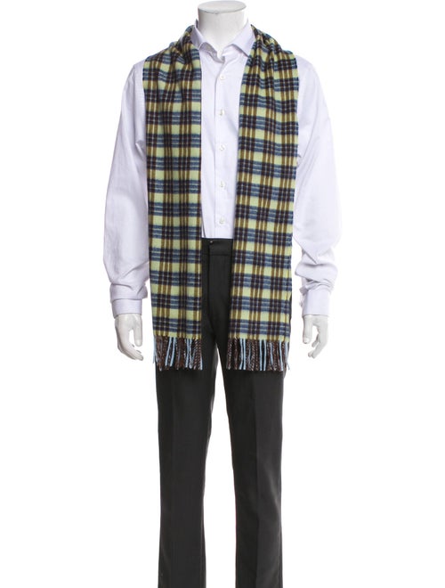 Drake's Lambswool Plaid Print Scarf