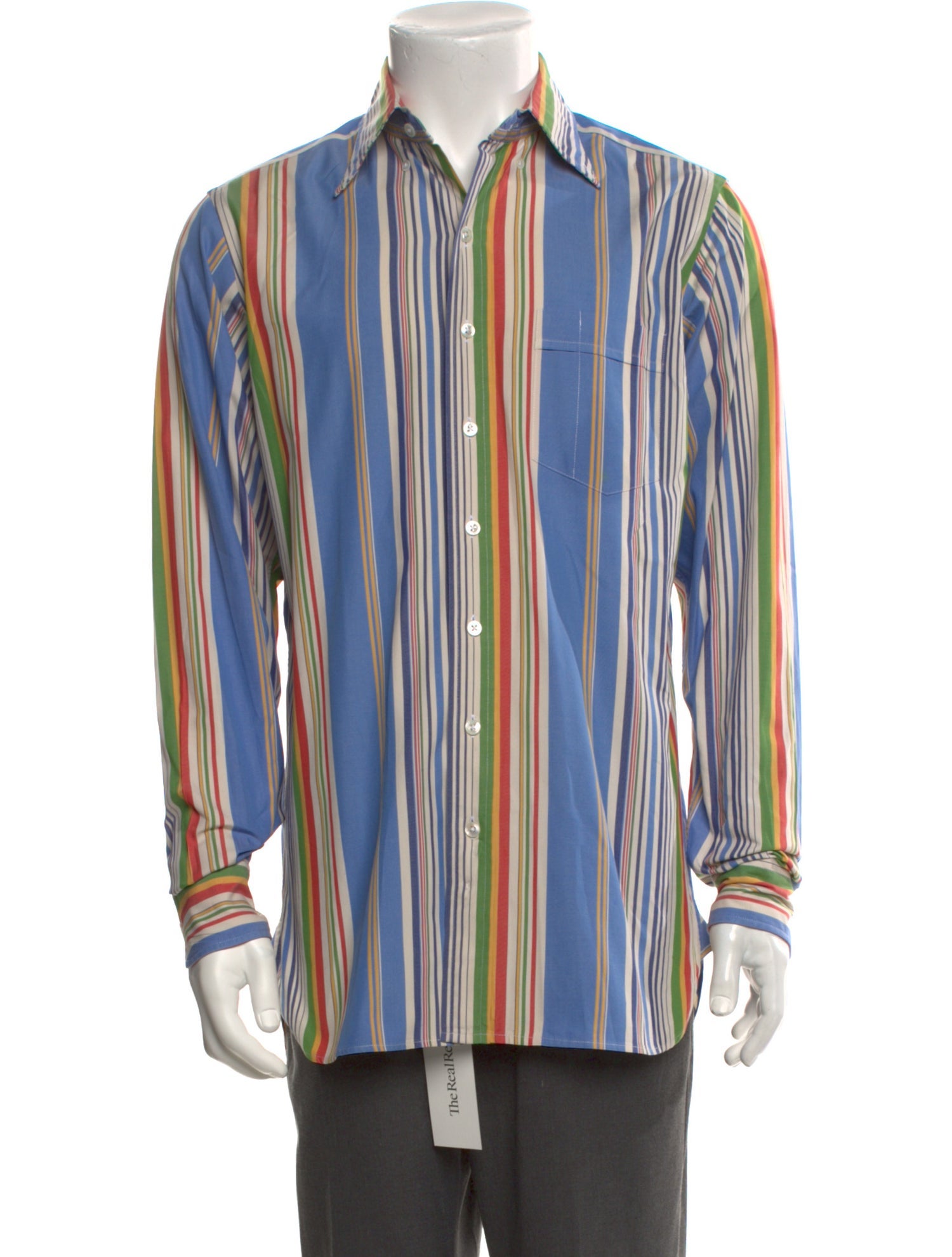 Drake's Striped Long Sleeve Dress Shirt