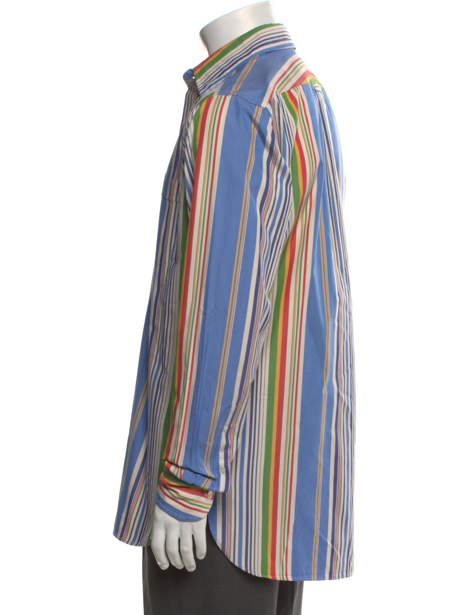 Drake's Striped Long Sleeve Dress Shirt