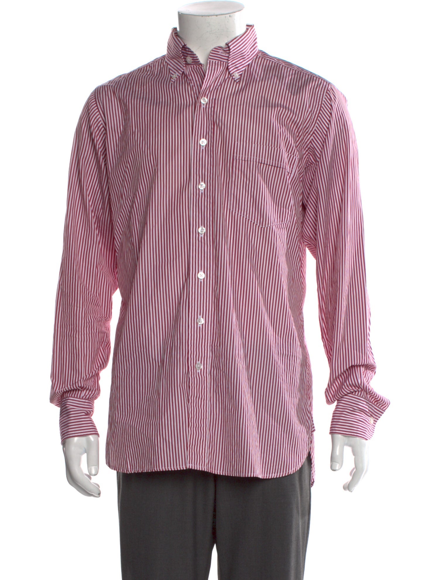 Drake's Striped Long Sleeve Dress Shirt