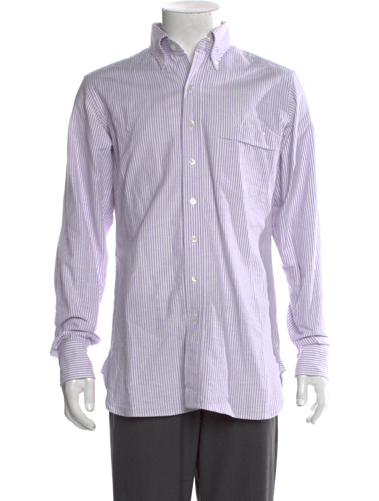 Drake's Striped Long Sleeve Dress Shirt