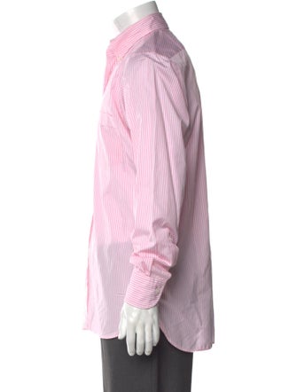 Drake's Striped Long Sleeve Dress Shirt