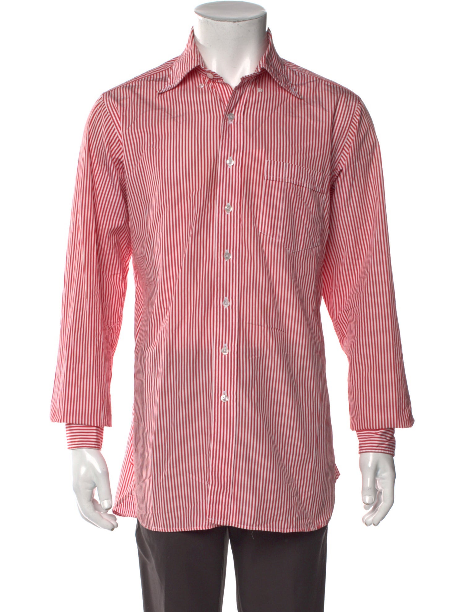 Drake's Striped Long Sleeve Dress Shirt