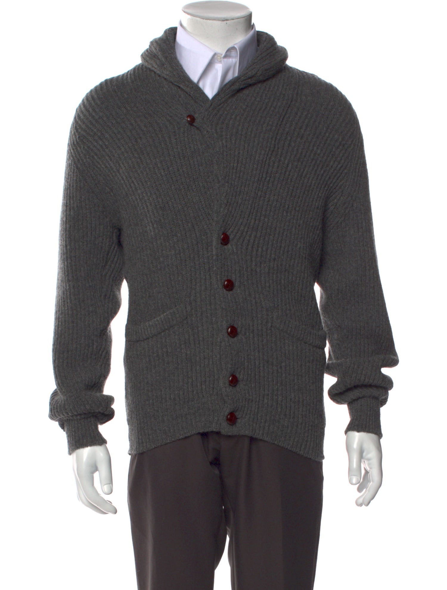 Drake's Lambswool Mock Neck Cardigan