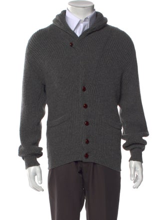 Drake's Lambswool Mock Neck Cardigan