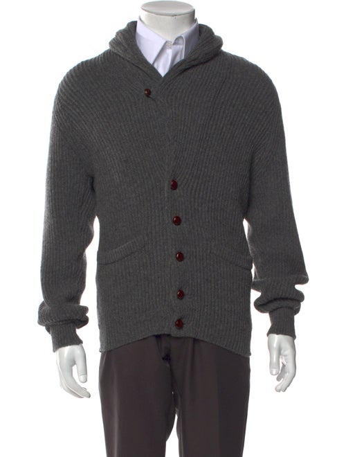 Drake's Lambswool Mock Neck Cardigan