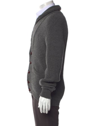 Drake's Lambswool Mock Neck Cardigan