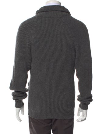 Drake's Lambswool Mock Neck Cardigan