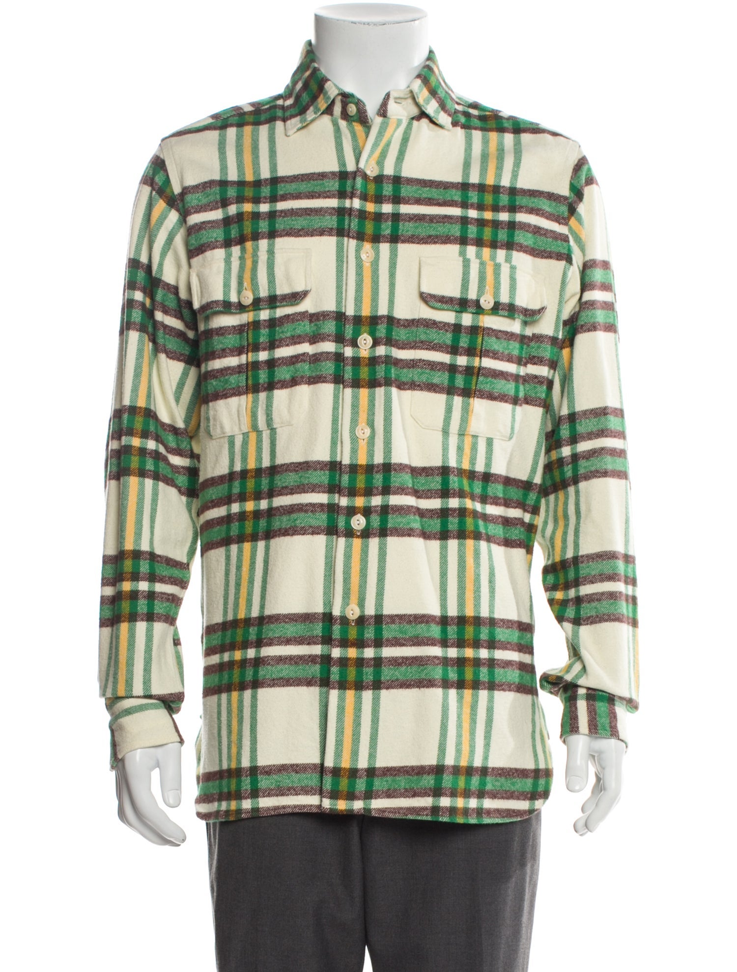 Drake's Plaid Print Long Sleeve Shirt