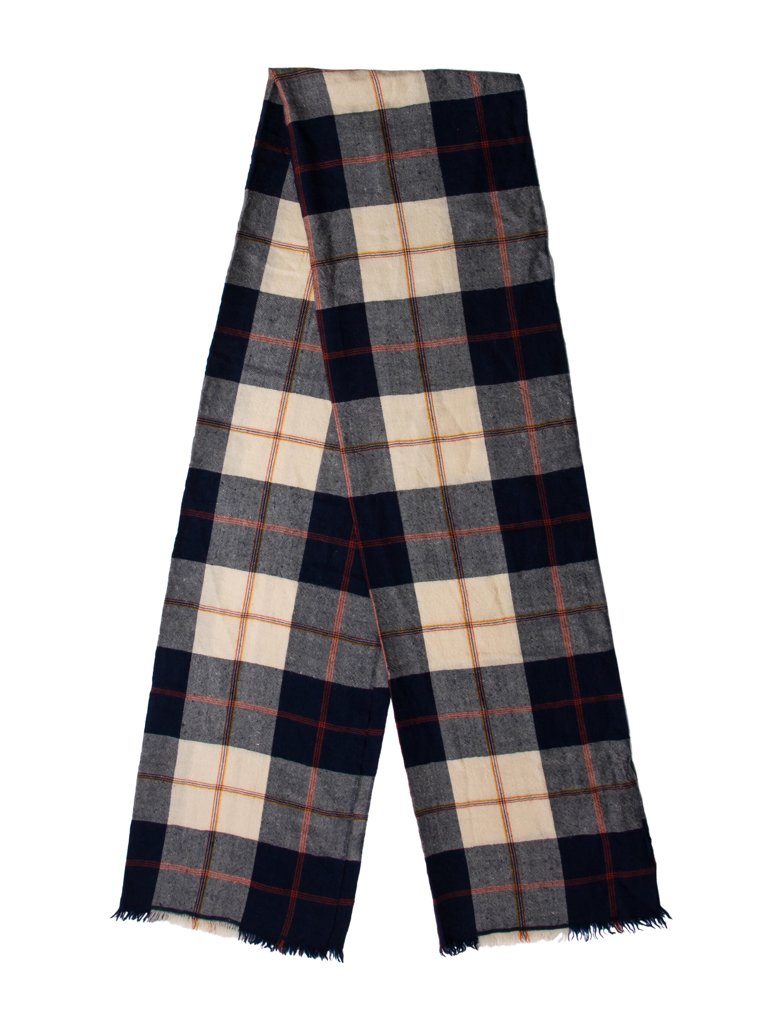 Drake's Cashmere Plaid Print Scarf