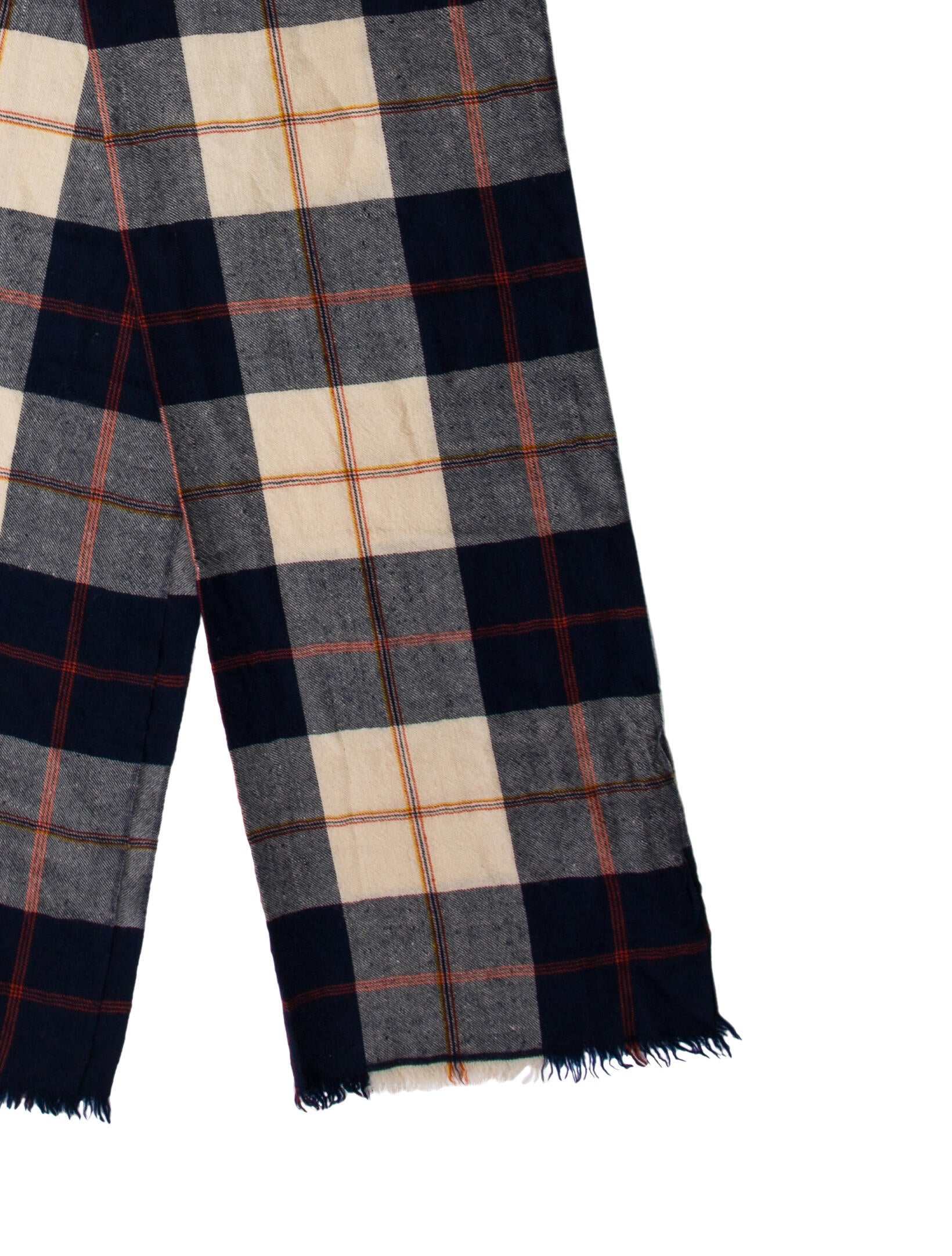 Drake's Cashmere Plaid Print Scarf